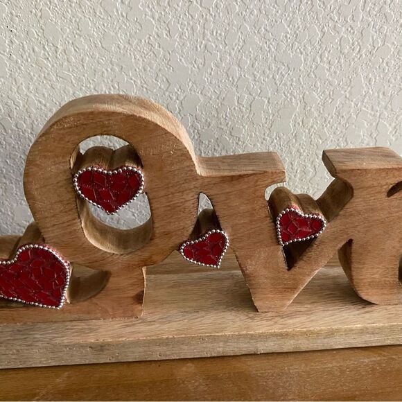 Farmhouse Wood Neutral Valentine’s Day Love Word Tabletop Home Decor HOLIDAY - Picture 3 of 7